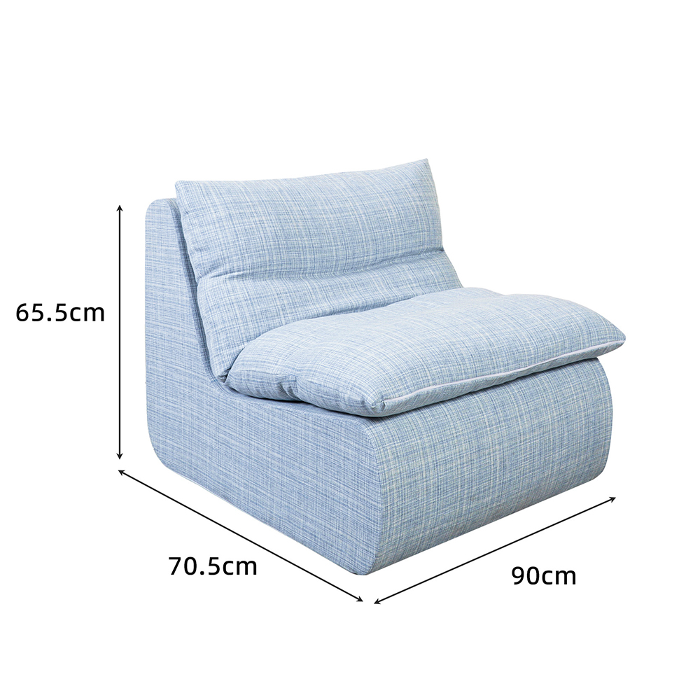 Sofa single biru dengan pelapik span boleh tanggal