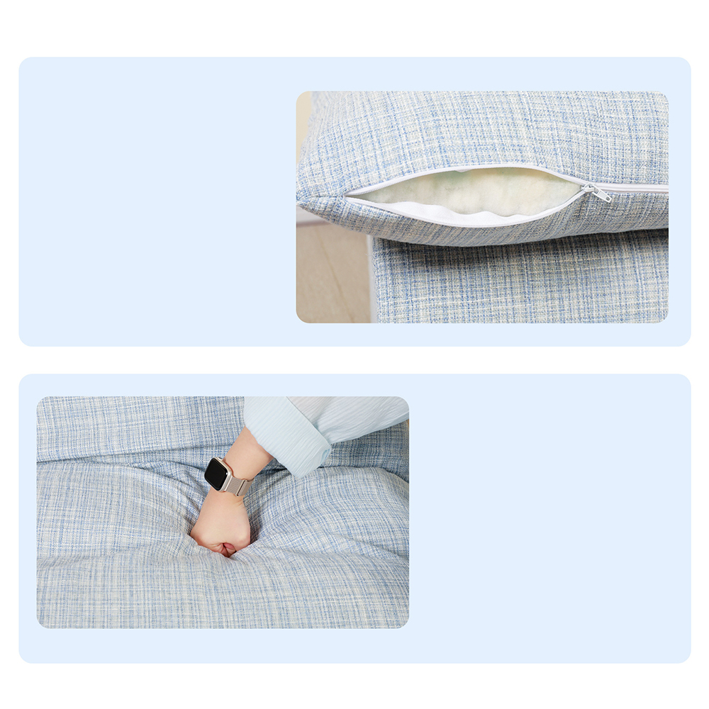 Sofa single biru dengan pelapik span boleh tanggal