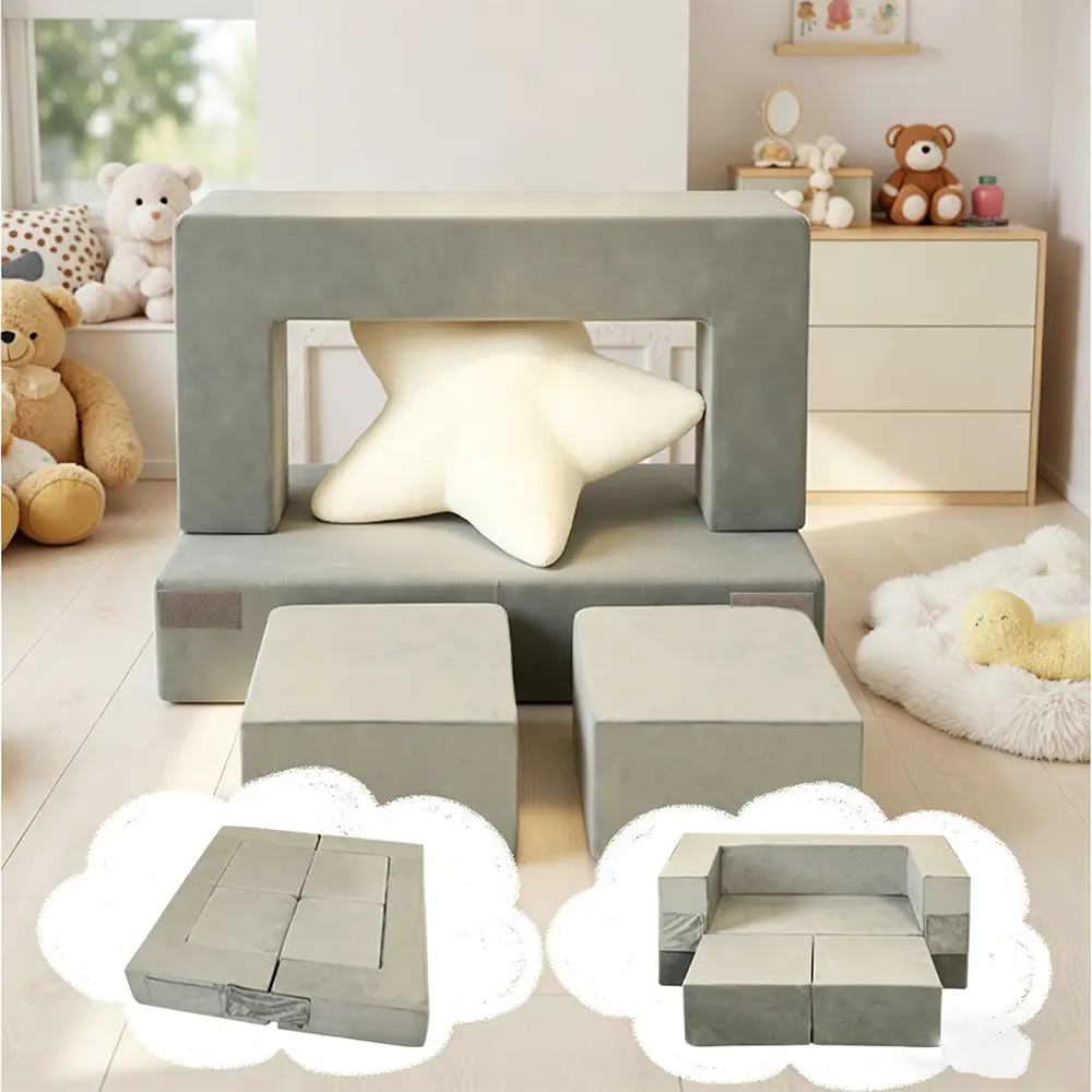 Set sofa blok binaan kanak-kanak boleh lipat empat keping