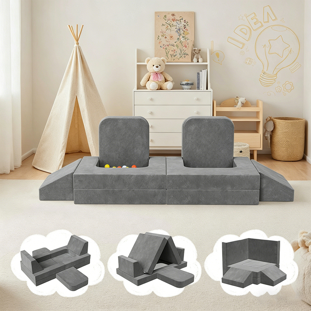 Set sofa blok binaan kanak-kanak boleh lipat lapan keping