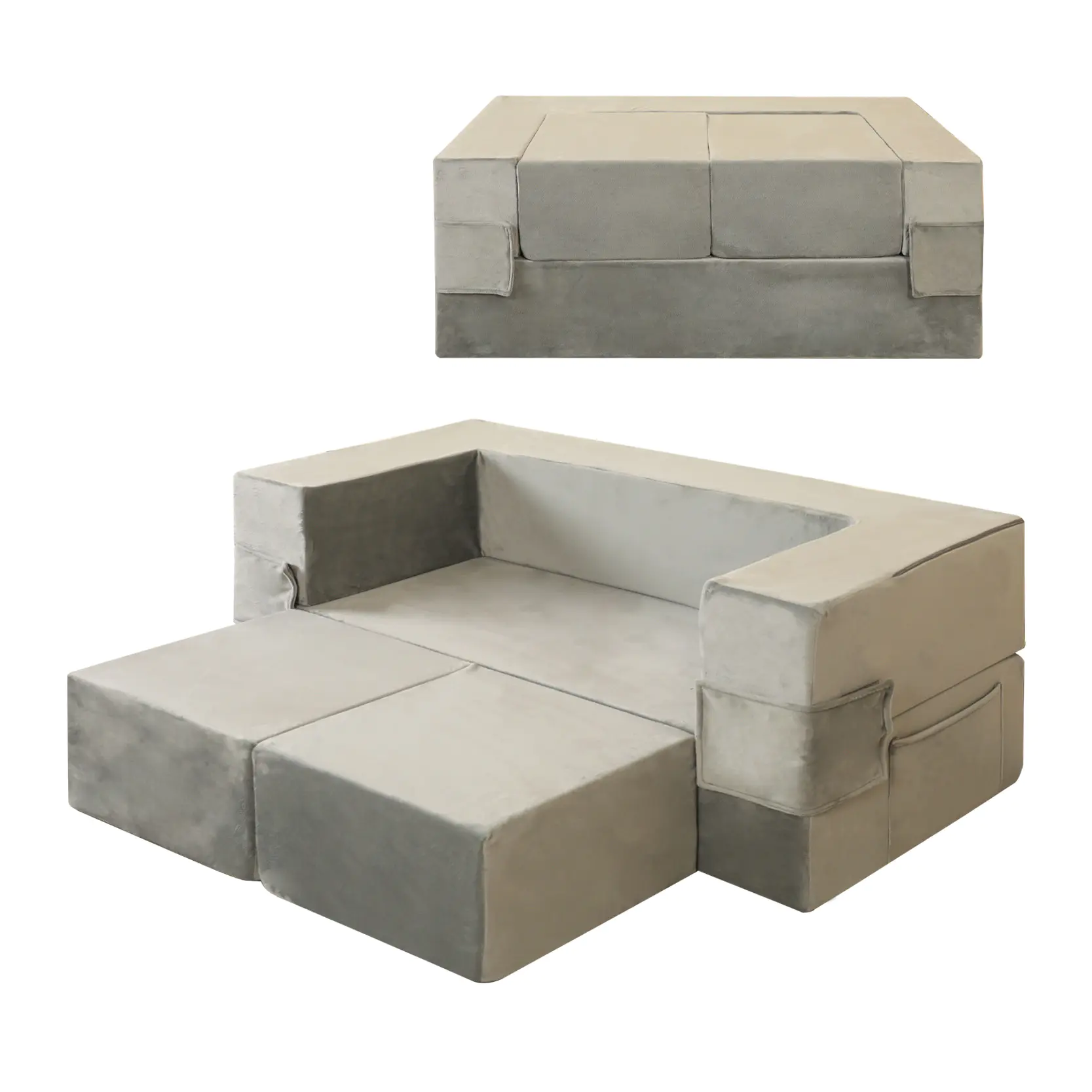 Set sofa blok binaan kanak-kanak boleh lipat empat keping